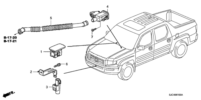 2010 Honda Ridgeline Sensor Assy., In Car Diagram for 80530SR3941
