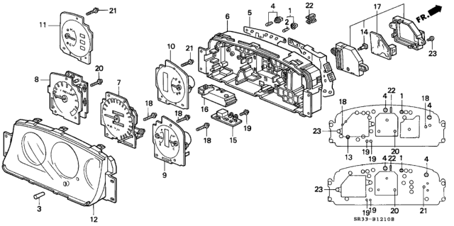 1994 Honda Civic  Speedometer Assembly Diagram for 78115SR3A32