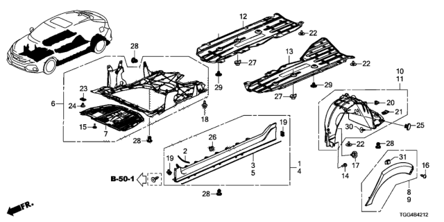 2017 Honda Civic Fender, Right Rear (Inner) Diagram for 74552TGHA01