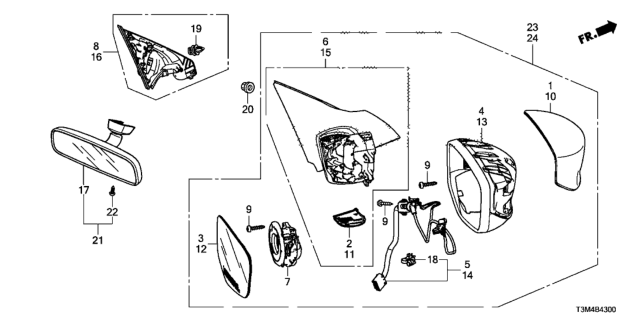 2017 Honda Accord Mirror Sub L Flat Diagram for 76253T2FA01