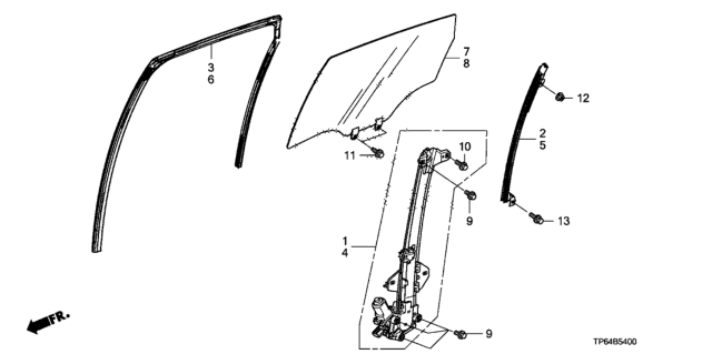 2012 Honda Crosstour Channel, Right Rear Door Run Diagram for 72735TP6A01