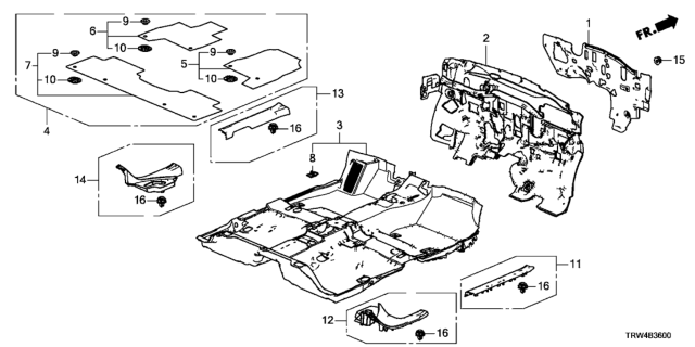2021 Honda Clarity Plug-In Hybrid Carpet Assy.*NH900L* Diagram for 83301TRVA11ZA