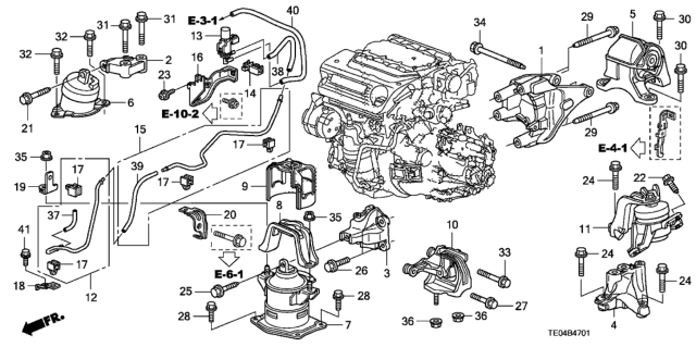 2011 Honda Accord Rubber Assy., Engine Side Mounting Diagram for 50820TA1A01