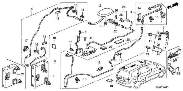 2010 Honda Odyssey Nut Assy. Diagram for 39513SZ3A71