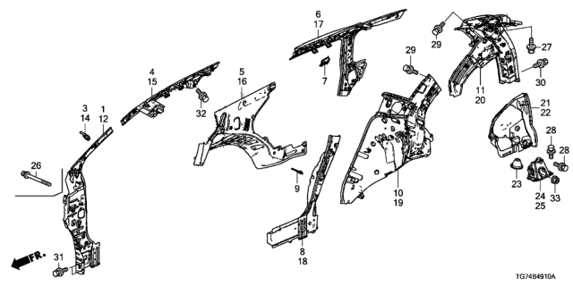 2016 Honda Pilot Extension, R. RR. Wheel Arch Diagram for 64320TG7305ZZ