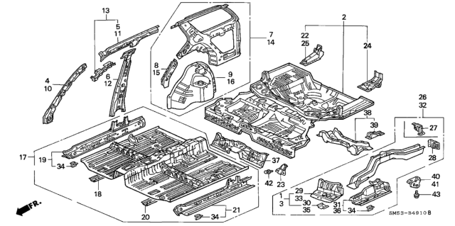 1991 Honda Accord  Panel, L. RR. Inside Diagram for 64700SM5A00ZZ