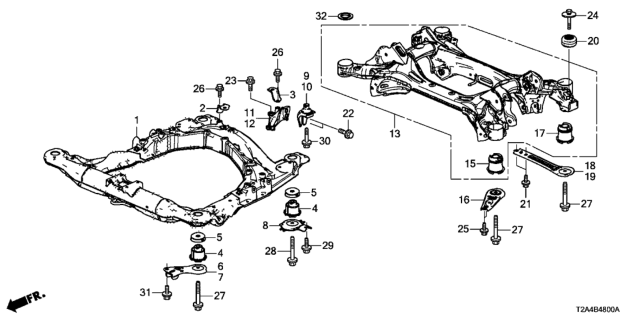 2013 Honda Accord Rubber, RR. Sub-Frame Mounting(FR) Diagram for 50360TA0A01
