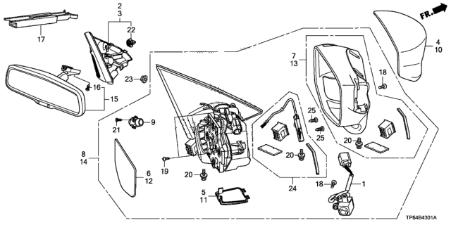 2014 Honda Crosstour Mirror Assembly, Driver Side (R.C.) (Heated) Diagram for 76258TY4A51