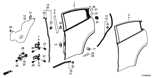 2017 Honda HR-V  Hinge, Right Rear Door Diagram for 67920T9CK01ZZ