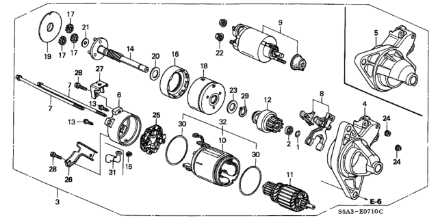 2001 Honda Civic  End Frame, Commutator Diagram for 31202PLRA02