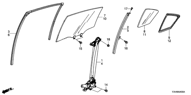 2024 Honda Pilot Glass Assy, L RR D Diagram for 73450T2FA10