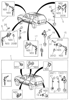 2000 Honda Passport  Snap, Door Lock Cylinder Diagram for 8971795620