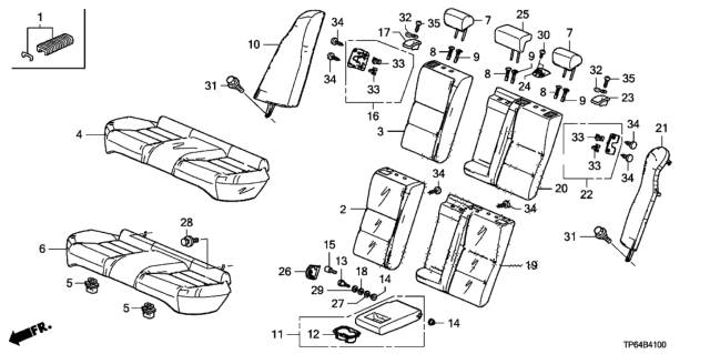 2011 Honda Crosstour  Pad, Right Rear Seat-Back Diagram for 82127TP6A01