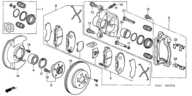 2005 Honda CR-V  Clip, Pad Diagram for 45237S9AE01
