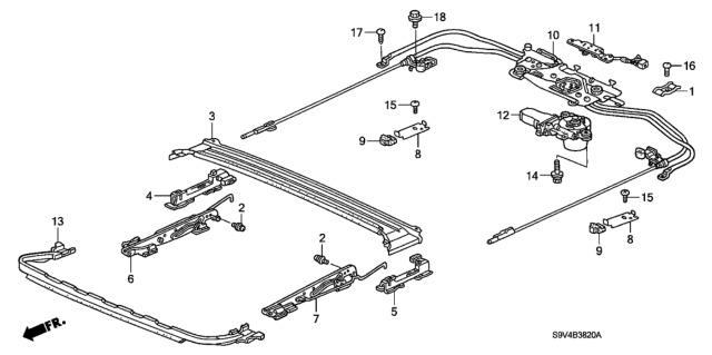 2007 Honda Pilot Rubber, Reverse Slide Diagram for 70383SDAA01