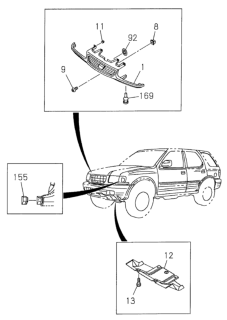 2000 Honda Passport  Clip, Radiator Grille (Black) Diagram for 8942180270
