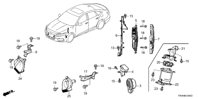 2020 Honda Accord Hybrid  BRACKET R, HORN Diagram for 38101TVAY00