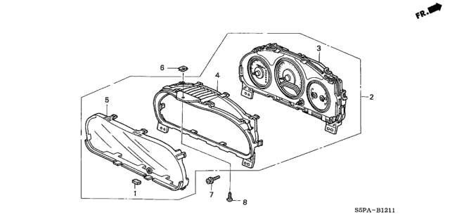 2005 Honda Civic Meter Assembly, Combination Diagram for 78100S5PA15