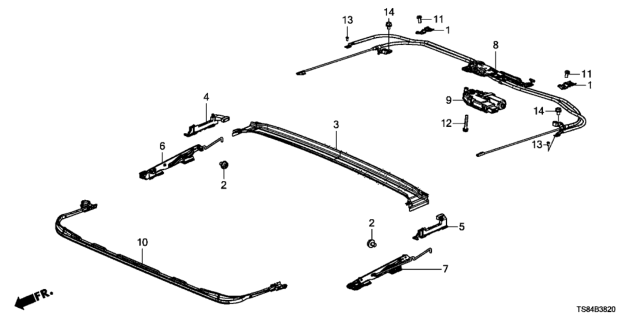 2014 Honda Civic Motor Assy., Sunroof Diagram for 70450TS8A01