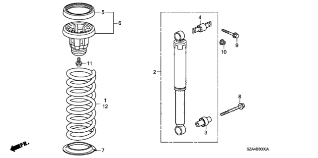2010 Honda Pilot Bush, Rear Shock Absorber (Upper) Diagram for 52623SZAA01