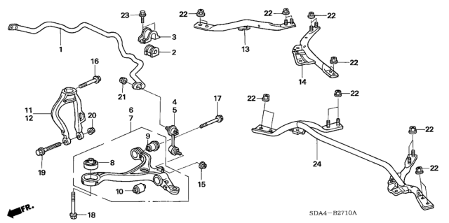 2003 Honda Accord Arm, Left Front (Lower) Diagram for 51360SDBA00