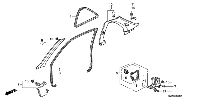 1996 Honda Accord Cap, R. RR. Windshield Harness*G38L* (JADE GREEN) Diagram for 84133SV2A00ZA