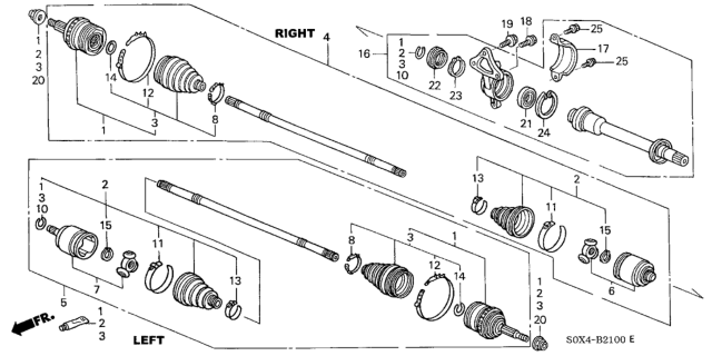 2004 Honda Odyssey Joint, Inboard Diagram for 44310S0XA01
