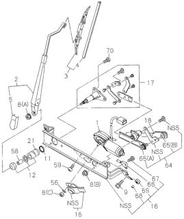 1997 Honda Passport Rubber, Blade Diagram for 8970243110
