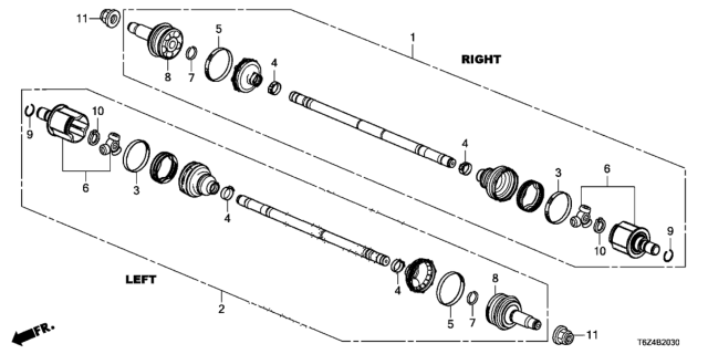 2017 Honda Ridgeline  Shaft Assembly, L Drive Diagram for 42311T6ZA02