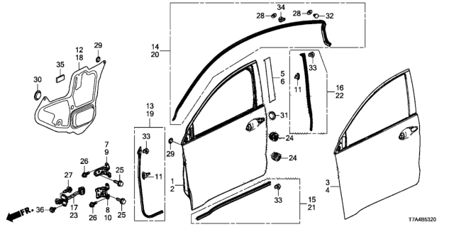2020 Honda HR-V Checker, Left Front Door Diagram for 72380T7WA11