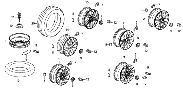 2016 Honda Accord  Disk, Aluminum Wheel (19X8J) (Enkei) Diagram for 42700T2AL92