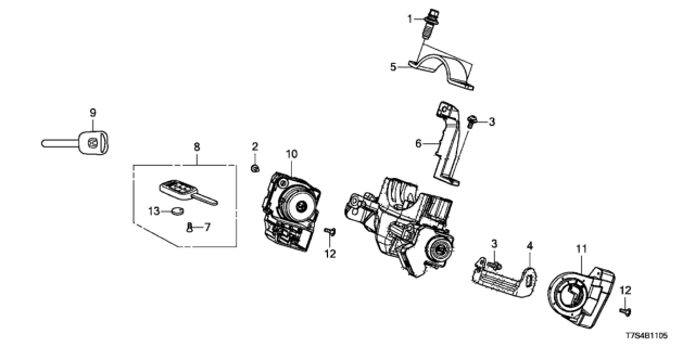 2019 Honda HR-V  Blank-Key Complete, I Diagram for 35118T2AA10