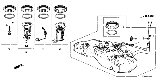 2016 Honda Accord Module Set, Fuel Pump Diagram for 17045T2AL01
