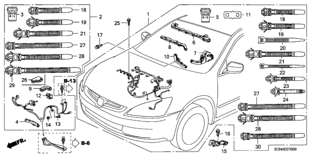 2005 Honda Accord  Wire Harness, Engine Diagram for 32110RAAA61