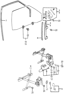 1984 Honda Accord  Motor Assembly, Right Front Window Diagram for 38394SA6951