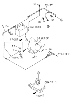 1995 Honda Passport Wire Harness, Battery Diagram for 8970481071