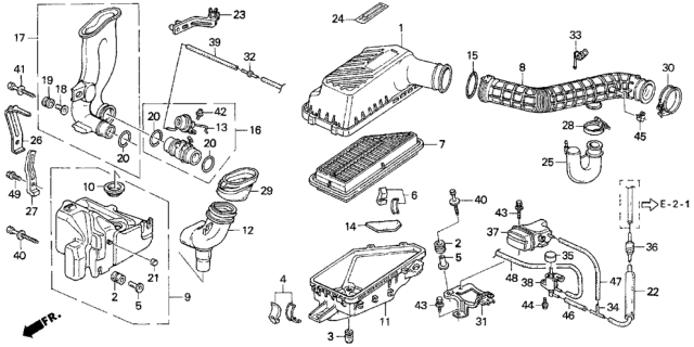 1992 Honda Prelude  Rubber, Air Cleaner Housing Mounting Diagram for 17213PV0000