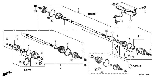 2016 Honda CR-Z  Driveshaft Assembly, Passenger Side Diagram for 44305SZTJ00