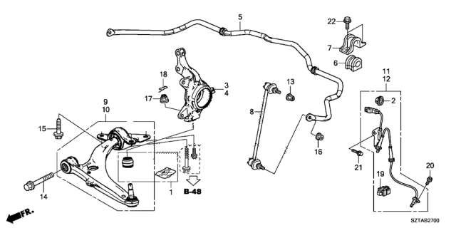 2013 Honda CR-Z  Arm Assembly, Right Front (Lower) Diagram for 51350SZTA03