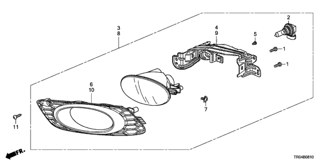 2012 Honda Civic Garnish, L. Diagram for 33961TR7A01