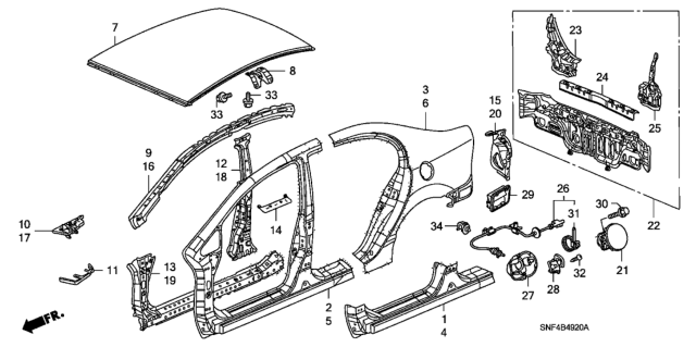 2009 Honda Civic  Separator, FR. Pillar (Outer) Diagram for 63137SNAA01