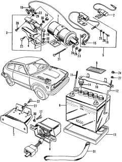 1976 Honda Civic Regulator Assembly (Denso) Diagram for 31400SA0672