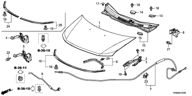 2012 Honda Odyssey Hinge, Passenger Side Hood Diagram for 60120TK8A00ZZ