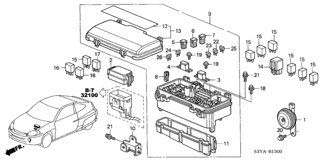 2004 Honda Insight  Relay Assembly, Fuel (4P) (Blue) (Denso) Diagram for 39794S2K003