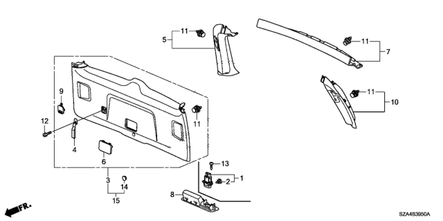 2010 Honda Pilot  Lining Assy., Tailgate *B167L*(Power Tailgate) (BALTIC BLUE) Diagram for 84431SZAA11ZA