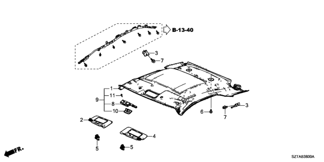 2016 Honda CR-Z  Sunvisor Assembly, Driver Side (Gray) (Mirror) Diagram for 83280SZTA31ZB