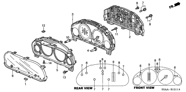 2004 Honda Civic  Visor, Meter Diagram for 78155S5AA01