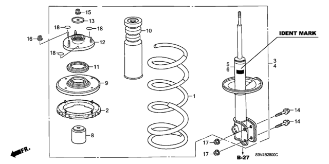 2004 Honda Pilot Rubber, Front Spring Mounting Diagram for 51402S3VA01