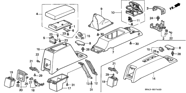 1995 Honda Civic Lid, Armrest (Mystic Brown) Diagram for 83405SR4J00ZD