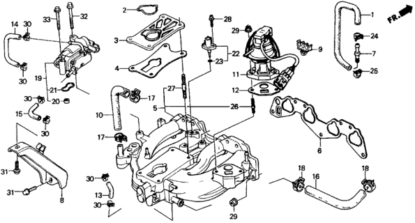 1991 Honda CRX Gasket, Intake Manifold (Nippon Leakless) Diagram for 17105P01004